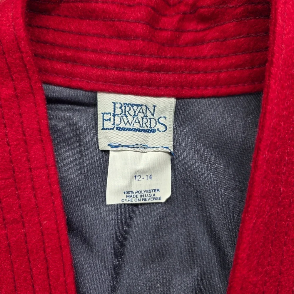 Bryan Edwards Kids Robe Navy Blue Red Contrast Trim Size 12-14 USA Vintage